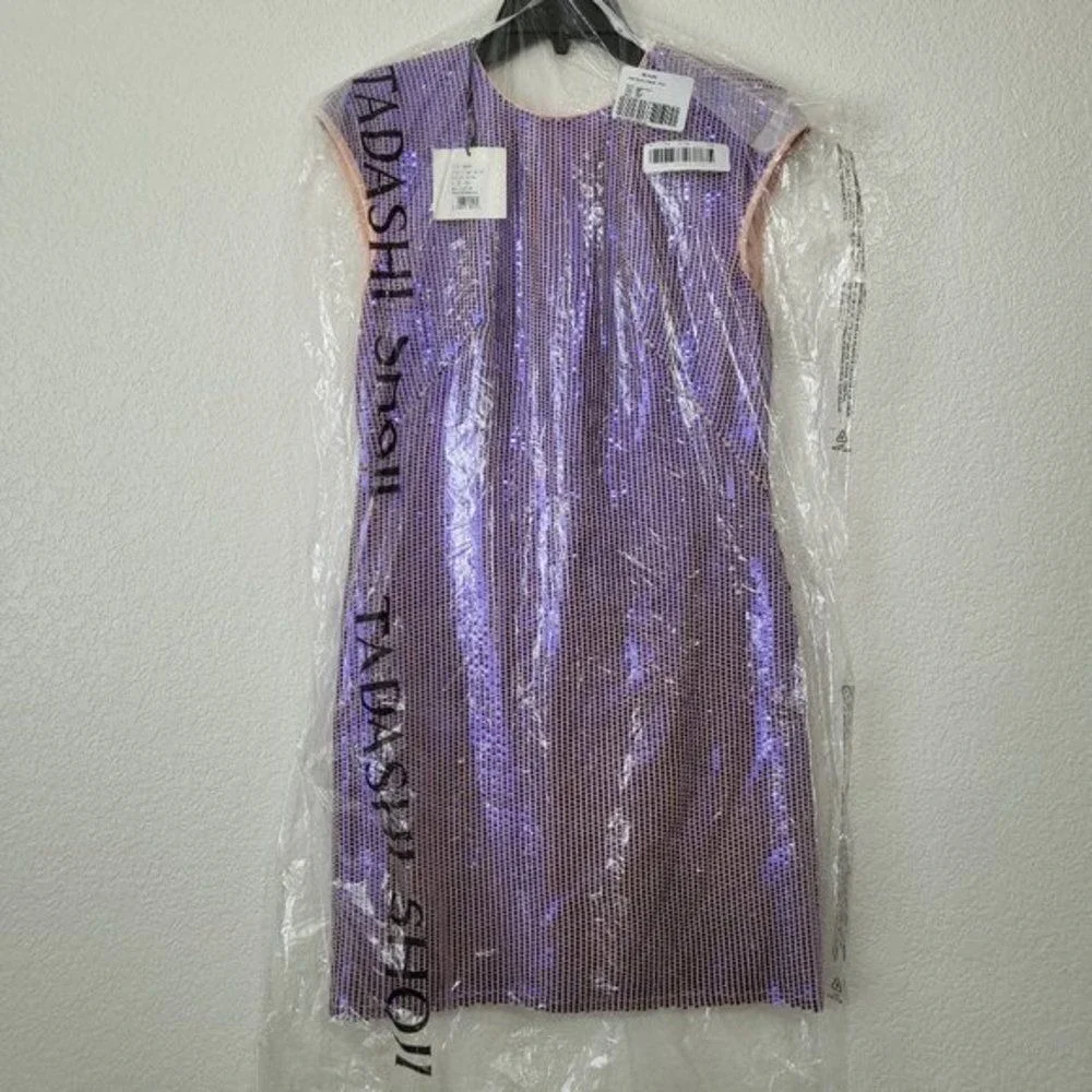 SHO‎ by Tadashi Shoji Cap Sleeves Sequin Women's Mini Dress in Purple Sz XXS